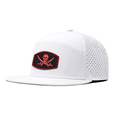 หมวกแก๊ปเบสบอลปีกโค้งผ้าฝ้าย 100% สีขาว