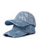 หมวกเบสบอลผ้ายีนส์สีน้ำเงิน OEM เย็บปักถักร้อย 55cm Cotton Twill