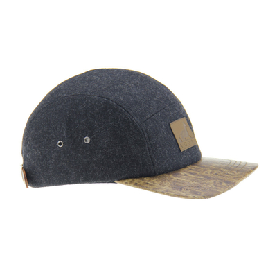 ไม้ยางกางเขน PU ผ้าใบ แคมป์ บาสบอล Cap 5 Panel Snapback Hat With Leather Embossed Logo