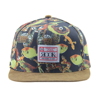 ค่ายการพิมพ์ตามสั่ง Snapback 5 แผ่น Cap กับ Suede Visor / สายหนัง