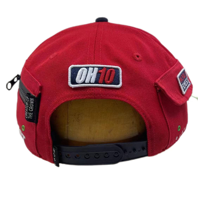 หมวกเบสบอล Snapback หนัง 6 แพนด์ พร้อมกระเป๋าซิปเปอร์ในข้าง
