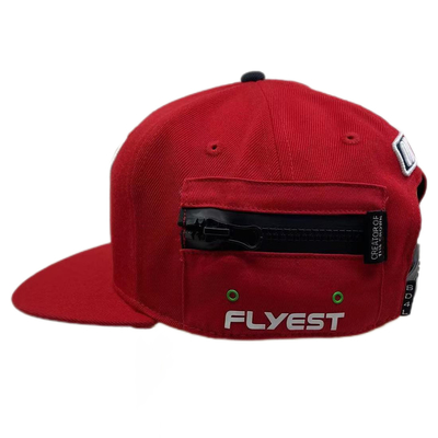 หมวกเบสบอล Snapback หนัง 6 แพนด์ พร้อมกระเป๋าซิปเปอร์ในข้าง