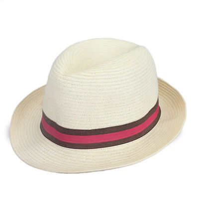 Outdoor Vacation Mens Black Straw Fedora หมวกสตรีฤดูร้อน 54cm 58cm