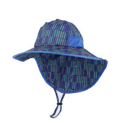 เด็ก Searsucker Blue Beach หมวกชาวประมงฮาวาย Custom Upf 50 Sun Protection Baby Summ